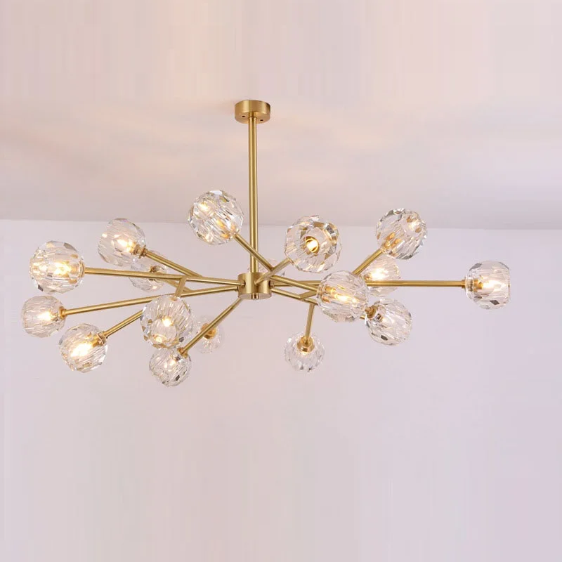 Светодиодный ная Современная хрустальная лампа для гостиной железная