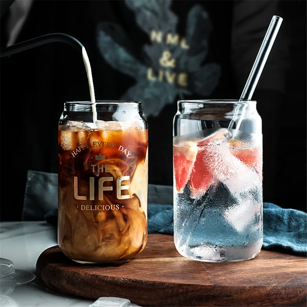 Стеклянная кружка-банка Cola термостойкая прозрачная кружка для завтрака молока