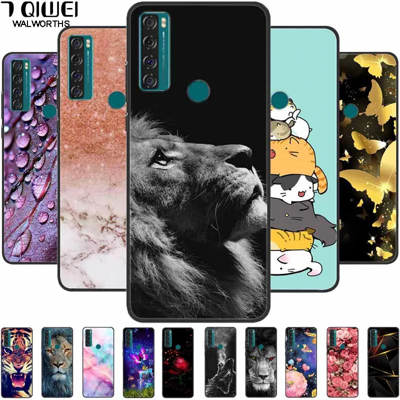 Per Tcl 20 Se / 20R 5G Custodia In Silicone Soft Painted Phone Funda Per Tcl 20 R 5G Cover Posteriore 20Se Coque Paraurti Nero Per Tcl20Se