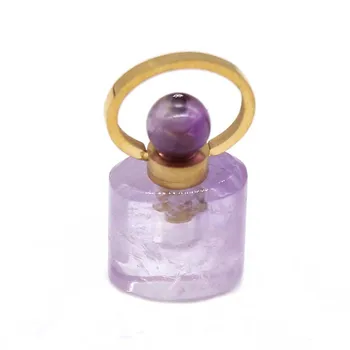 

KFT Natural Gems Stone Essential Oil Diffuser Perfume Bottle Pendant Healing Crystal Quartz Reiki Stone Pendant Necklace Women