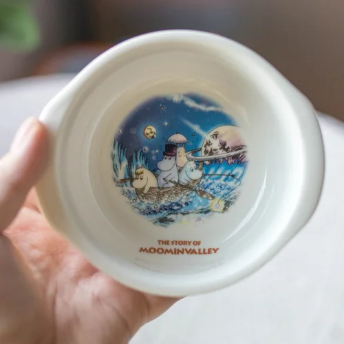 Moomin керамическая посуда Муми-Тролль Детская бытовая миска для риса с анти-обжигающими ушками Милая мультяшная миска для супа соус - Цвет: ear
