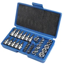

34-PieceHex Bit Socket Set Allen Wrench Bit Kit Hex Key for Ratchet Socket Tool SAE and Metric Set 3/8,1/4, 1/2 Drive Socket Set