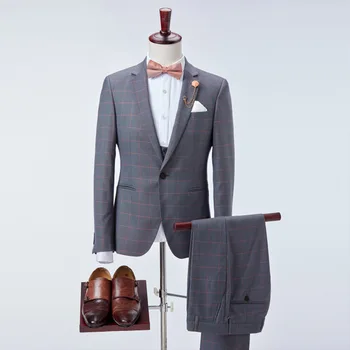 

Glentle Men Polka Dot Burgundy Men Suits Two Pcs (Blazer+Pants) Homme Office Business Dark Green Groomsmen Suits