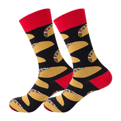 1 пара разноцветных носков из чесаного хлопка с рисунком акулы, черепа, длинные носки для счастливых мужчин, новые повседневные носки для скейтборда - Цвет: 1