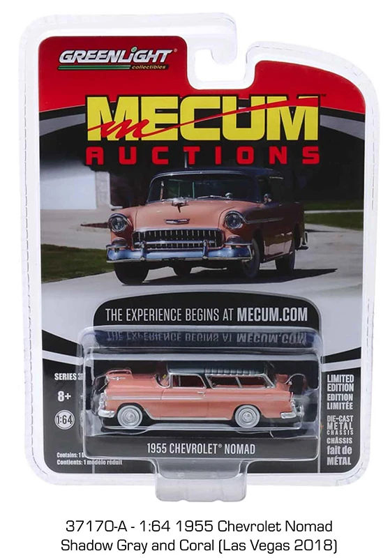 Зеленый свет 1: 64 1955 Chevrolet Nomad в тени серый и коралловый Игрушечная машина из сплава игрушки для детей литой модельный автомобиль подарок на день рождения