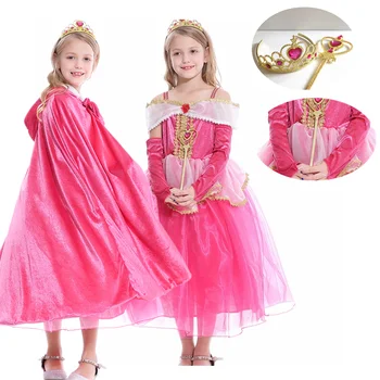 

Girls Sleeping Beauty Dress up Children Aurora Cosplay Dress Christmas Party Fancy Clothing for Kids