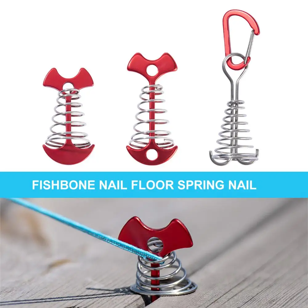 

Lightweight Fishbone Floor Spring Nails Aluminum Tent Pegs Camping Equipment Outdoor Accessories Tent Buckle tent spare parts