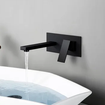 

Black Embedded Installation Two Holes Shower Bathtub Vanity With Sink Cold And Hot Mixer Bathroom Faucet