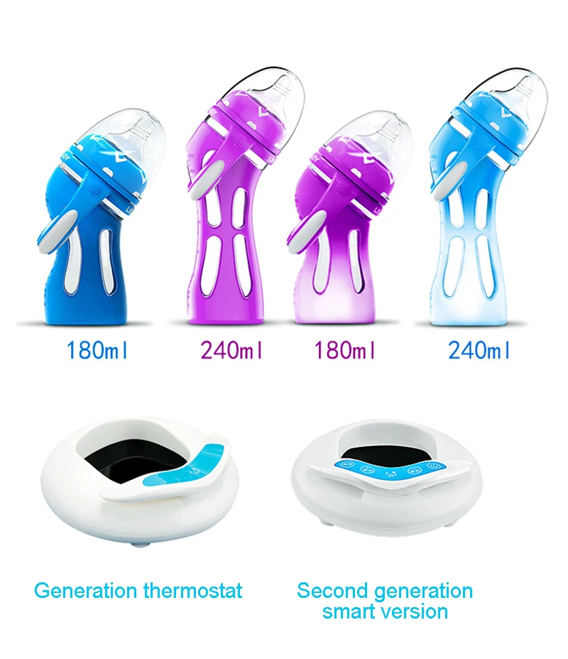 

Baby Glass Bottle Insulation Intelligent Temperature Control Bottle Anti-drop Silicone Wide Caliber Newborn Baby Bottle