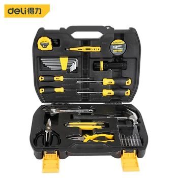 Buy Deli 27Pcs Hand Tool Set General Household Repair Hand Tool Kit Plastic Toolbox Storage Case Flashlight Wrench Claw Hammer Knife