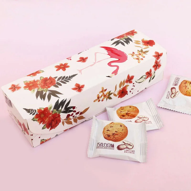 

20pcs Cookie Gift Paper Box Flamingo Flower Chocolate Candy Nougat Nuts Packing Bag DIY Wedding Party Gift Wrapping Boxes