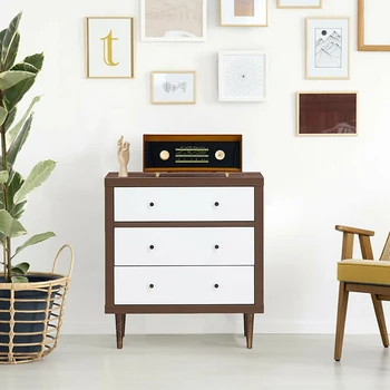 

3 Drawer Dresser Wooden Chest Storage Freestanding Cabinet Simple Style Combination Walnut White Bedroom Storage Cabinet