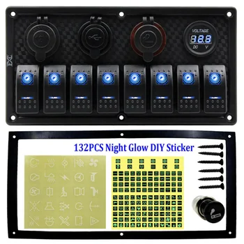 

Circuit Breaker Rocker Switch Panel Waterproof Accessories Car Marine 8 Gang
