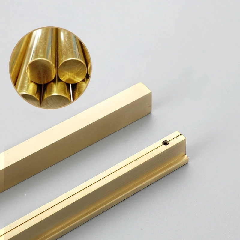 Brass Furniture Hardware Handles Brushed Gold Brass Pulls L Shape Solid Aliexpress