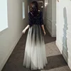 Fashion Evening Dresses Long Simple A-Line V Neck Half Sleeve Tulle Elegant Formal Party Dresses with Sashes Real Photo ► Photo 2/5