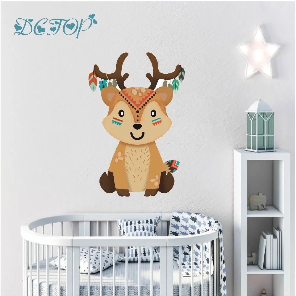 Cute Tribal Squirrel Deer Bear Hedgehog Forest Animal Wall Decals Stickers For Kids Nursery Room Home Mural DIY Art Vinyls Decor (2)