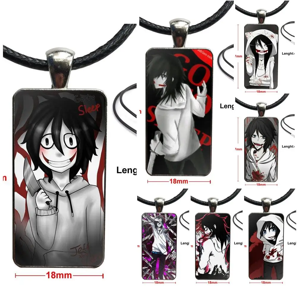 Anime Horror Jeff The Killer Fashion Necklace Handmade Rectangle Shape Choker Jewelry Multi Designs For Kids Beads | Украшения и