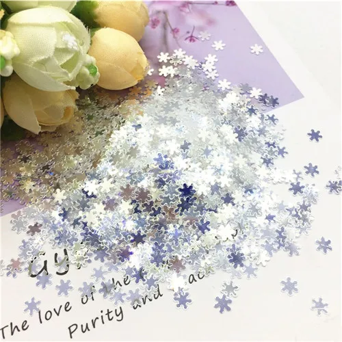 5mm Snowflake Кристально прозрачные блестки 3 мм 4 мм 5 мм 6 мм ПВХ круглые плоские чашки свободные блестки Швейные Свадебные ремесла DIY Аксессуары 20 г - Цвет: 5mm Snowflake
