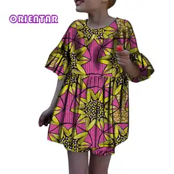 2020 г. Одежда для девочек в африканском стиле, хлопковое мини-платье с короткими рукавами и шорты в африканском стиле комплект со штанами в
