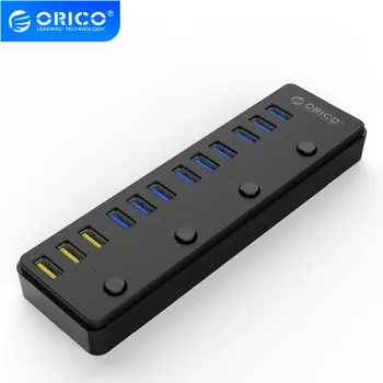 

ORICO P12-U3 USB 3.0 HUB With 12V 5A Power Adapter 60W 12 Ports with 3 Port BC1.2 Charging Ports Desktop Multi-function 3.0 HUB