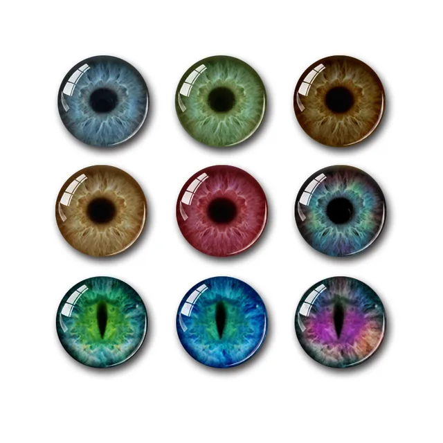 20Pcs 8/10/12/14/16/18/20mm  Doll Eyes Photo Round Glass Cabochon Flat Back Fit To DIY Blyth Doll Eye Chips 4
