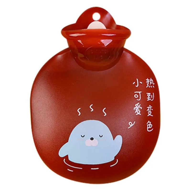 Красный New Durable Water Injection Hot Water Bottle Portable Cartoon Hand Warmer Winter Mini Thermos - Цвет: Красный