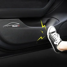 4 шт., новинка, автомобильная дверь, кожа, анти-удар, углеродное волокно, защитная крышка, авто дверь, анти-удар, анти-Грязная накладка, наклейка для Tesla, модель 3