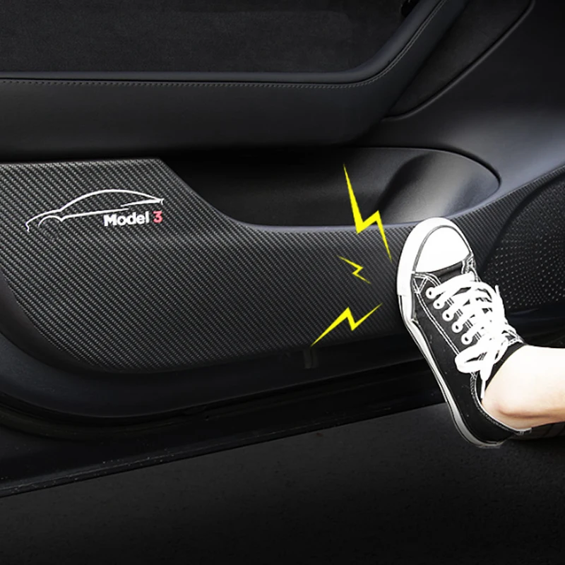 4 шт. Новый кожаный чехол для автомобильной двери защитный из углеродного волокна