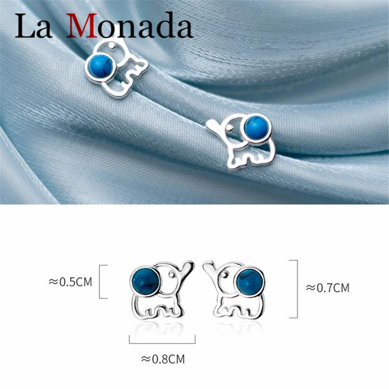 Настоящее 925 пробы, серебряные, синие, маленькие милые серьги-гвоздики в виде слона для девушек, студенток, маленькие ювелирные изделия, подарки