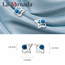 Настоящее 925 пробы, серебряные, синие, маленькие милые серьги-гвоздики в виде слона для девушек, студенток, маленькие ювелирные изделия, подарки