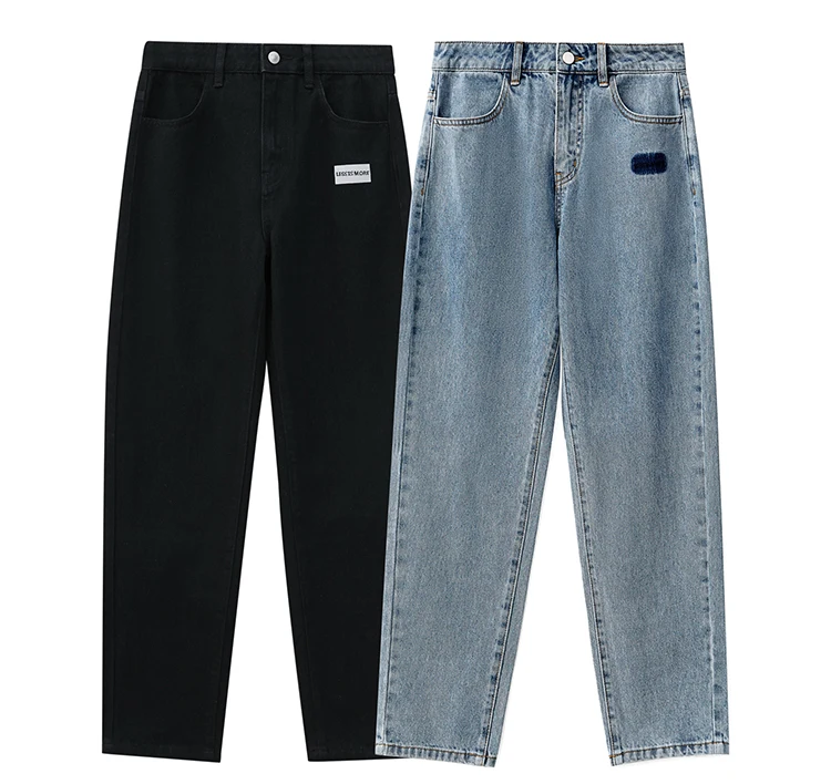 AMII Minimalism Autumn Fashion Embroidery Female Jeans Causal Cotton High Waist Straight Ankel-length Female Jeans 12070215