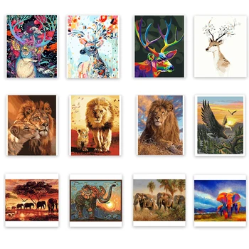 

40x50cm DIY Frameless Painting By Numbers Animals On Canvas Pictures By Numbers Home Decoration DIY minimalism Style