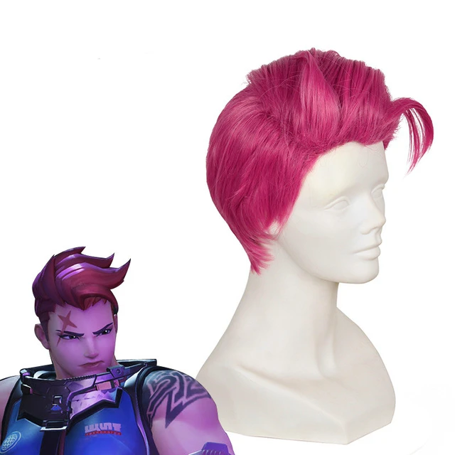 Game Overwatch Ow Zarya Cosplay Wig Rose Pink Short High Temperature Fiber Hair Wig Zarya Aleksandra Zaryanova 1