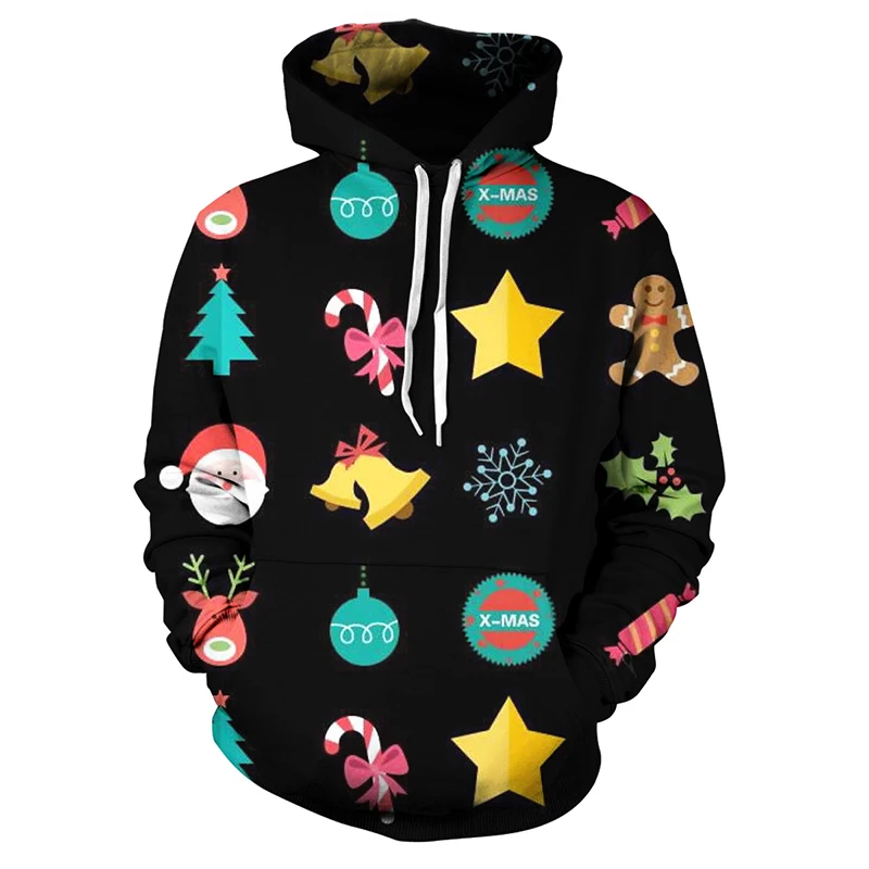 Худи с 3D принтом рождественской елки для мужчин и женщин, повседневные пуловеры в стиле хип-хоп, толстовка с капюшоном, Рождественский осенний зимний костюм для пары - Цвет: T16