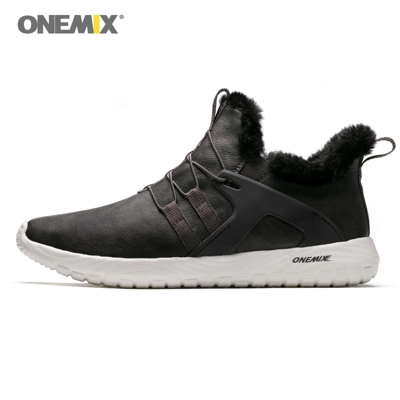 ONEMIX Winter Men's Boots Warm Wool Sneakers Outdoor Athletic Sport Shoes Comfortable Running Shoes Sale Size EU39-46