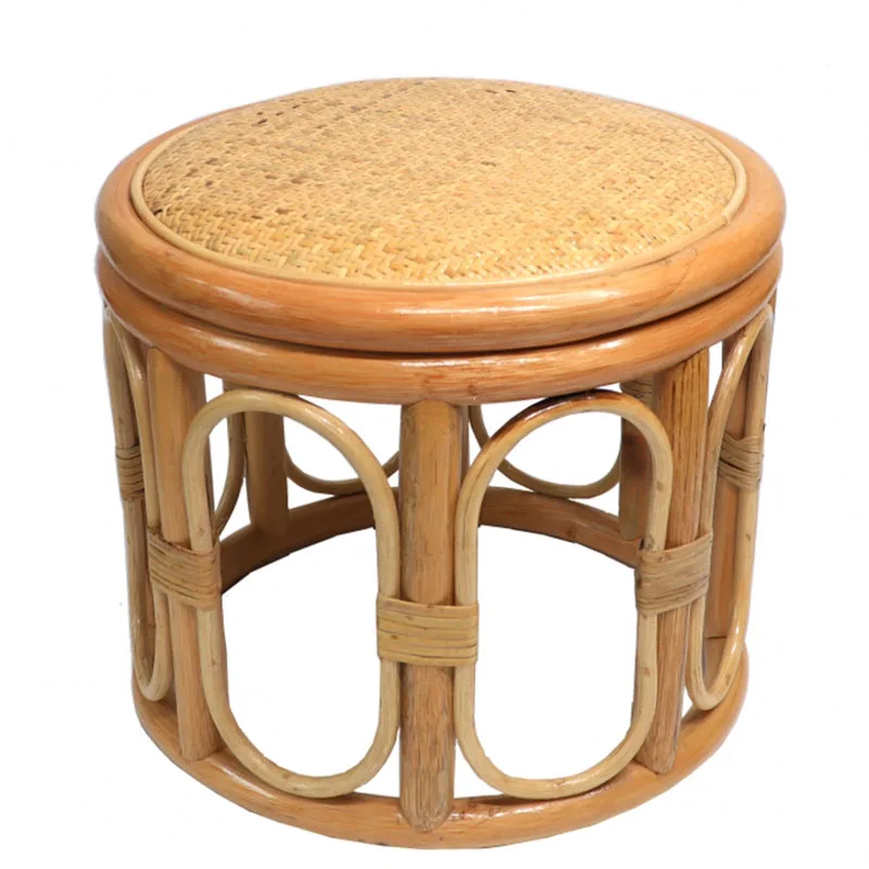 Handmade solid wood woven wooden stool round stool dining table stool adult wooden sitting room