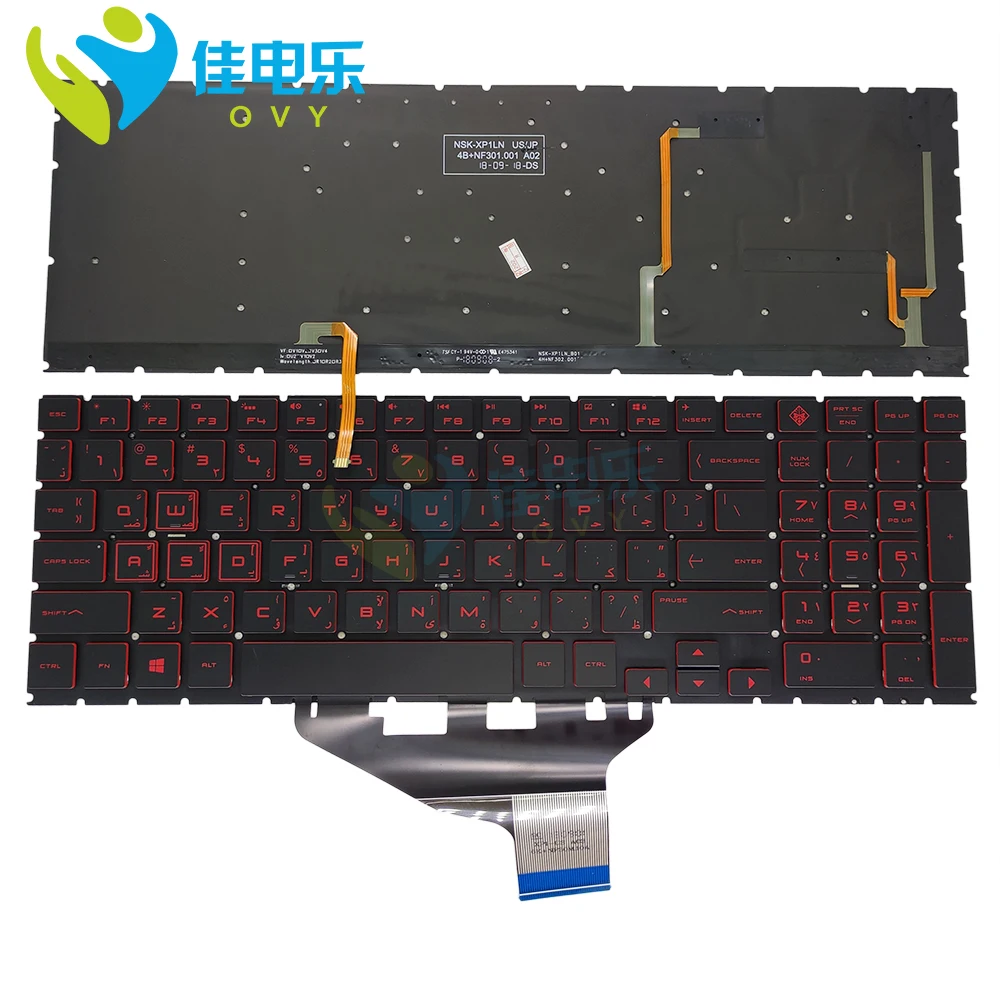

OVY Backlit keyboard for HP OMEN 15 DC dc0086nr15-dc0002la AR Arabic black Replacement keyboards red keys light NSK XP1BQ real