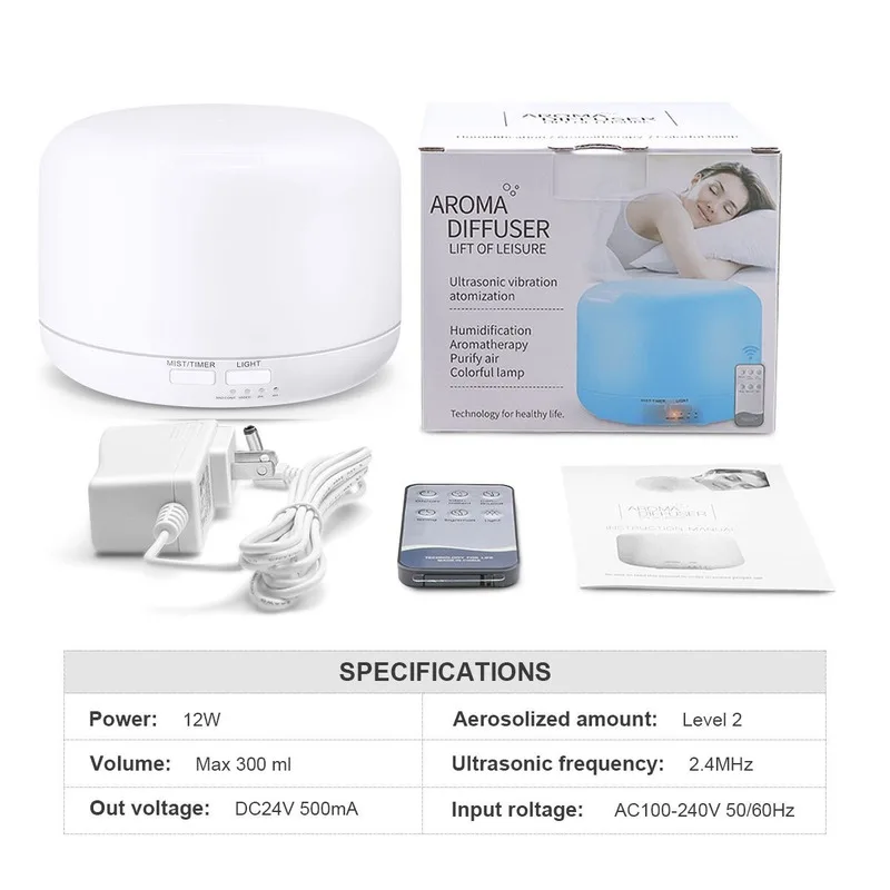 remote control aromatherapy night light ultrasonic mute aromatherapy machine New 300ml essential oil aroma humidifier