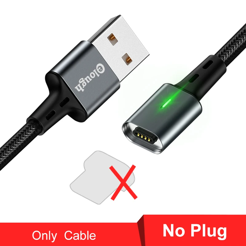 Elough 2 м Магнитный кабель usb type C кабель для iphone xr Micro usb кабель USB C шнур для зарядки телефона магнитное зарядное устройство для lightning Кабель Tipe c шнур для зарядки телефона - Цвет: Grey cable No plug