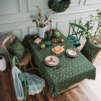 

Green Bronzing Tablecloth Rectangular Anti-Off Dinner Tablecloth Home Kitchen Decoration Tablecloth
