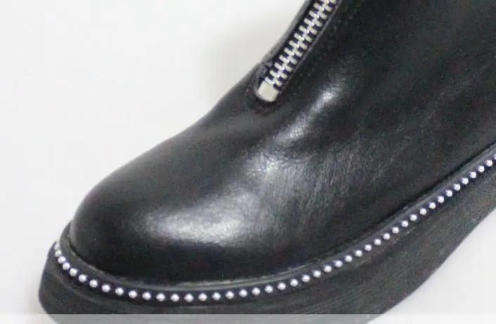 Г. Брендовые ботинки на молнии женская большая молния спереди открытые ботинки до середины икры зимние ботинки из лакированной кожи на высоком толстом каблуке