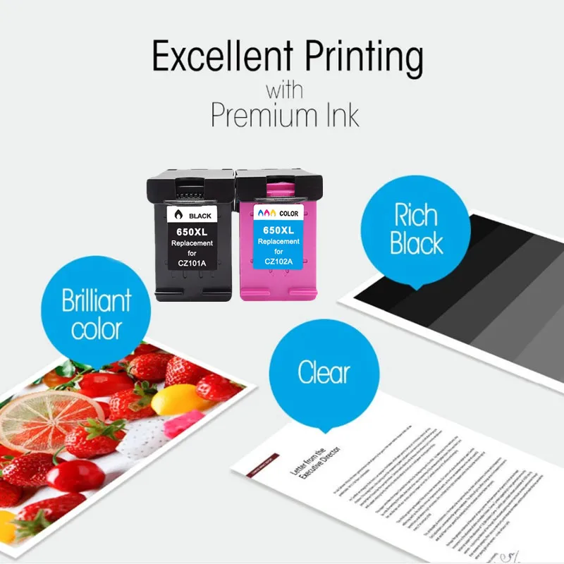4Pack Compatible Ink Cartridge 650XL Replacement for hp650 for hp 650 xl Deskjet 1015 1515 2515 2545 2645 3515 4645 Printer