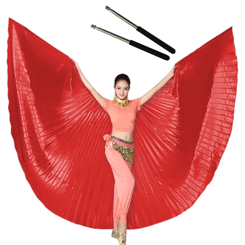 Танец живота Isis Крылья со свободными телескопическими палочками аксессуары для взрослых женщин Болливуд Восточный Египет египетские крылья индийский костюм - Цвет: Red