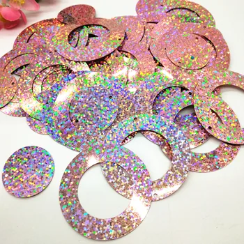 

50g Laser Pink Champagne Large Round Circle Sequins 50mm PVC Flat Sequin For Crafts Wedding Decoration 2pcs Set Paillette