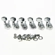6pcs Chrome Right 6 Inline Locking Guitar Tuners Tuning Keys Pegs Machine Heads Threaded Bushings 19:1 tuning ratio left handed locking tuning keys guitar tuners pegs machine heads black