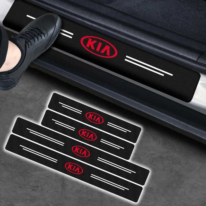 

4pcs Car Carbon Fiber Sticker for KIA K2 K3 K5 Sorento Sportage R Rio Soul Automobile Door Sill Protector Decals Car Accessories