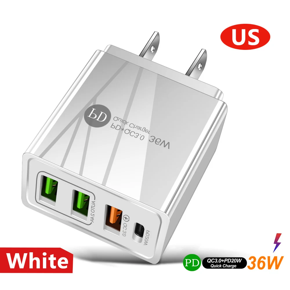 usb c 5v 3a USB PD Fast Charger EU UK Plug Quick Charger QC 3.0 Power Adapter For iPhone 13 12 Series Xiaomi Samsung Huawei Fast Charging 65 watt charger Chargers