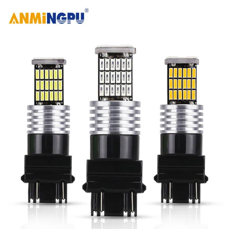 ANMINGPU 2 шт. сигнальная лампа 3157 светодиодов P27/7 Вт T25 светодиод 3156 P27W 4014SMD T20 W21W 7440 7443