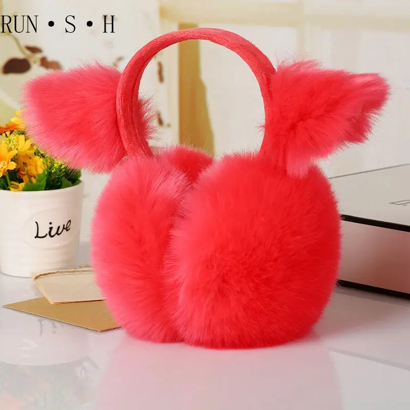 

Lovely Folding Cat Ears Earmuffs Winter Imitation Lazy Rabbit Hair Ear-cap Keep Warm Ms Anti-lazy Rabbit Fox Material Earmuffs