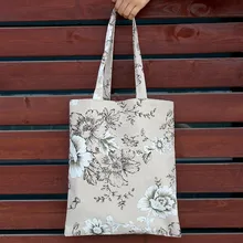 Цветочный Большой Цветок хлопок льняной мешок для покупок пляжная сумка повседневная сумка через плечо